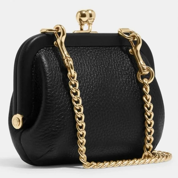 Coach Kisslock Crossbody Change Purse in Black - Picture 2 of 9